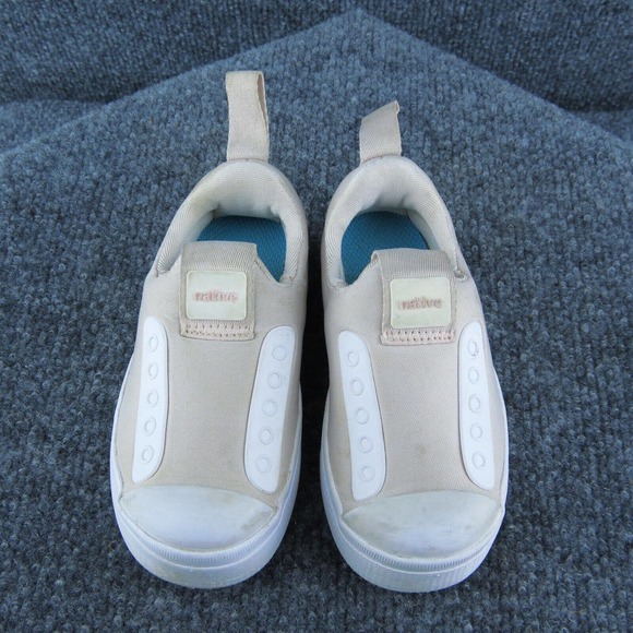 Native‎ Girls Sneaker Shoes Beige Fabric Slip On Size T 6 Medium - Picture 3 of 7